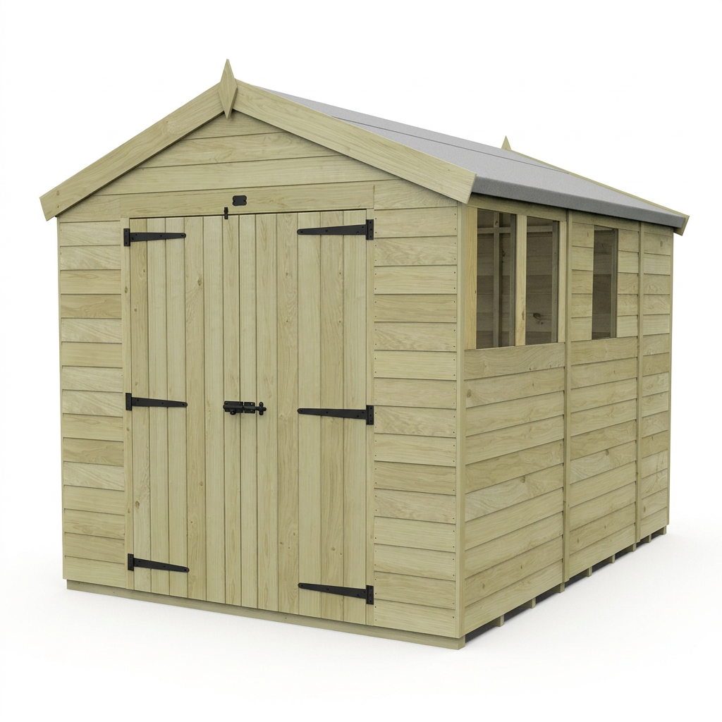 8 x 9 Apex Shed (Double Door, With Windows) - view 6