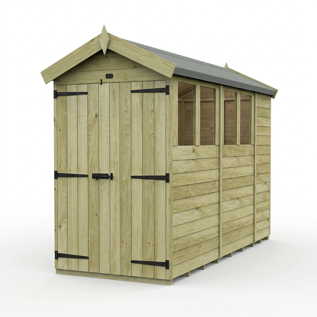 4 x 10 Apex Shed (Double Door, With Windows) - view 6