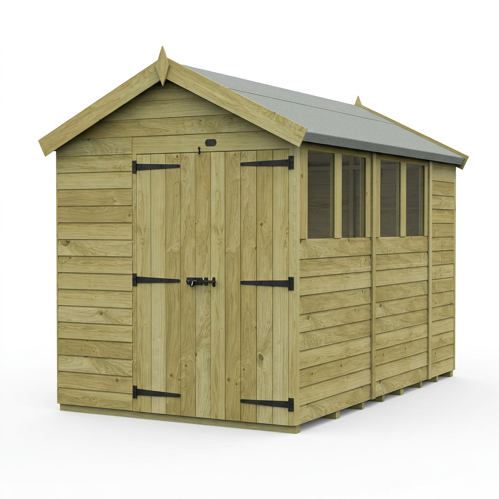 6 x 11 Apex Shed (Double Door, With Windows) - view 6