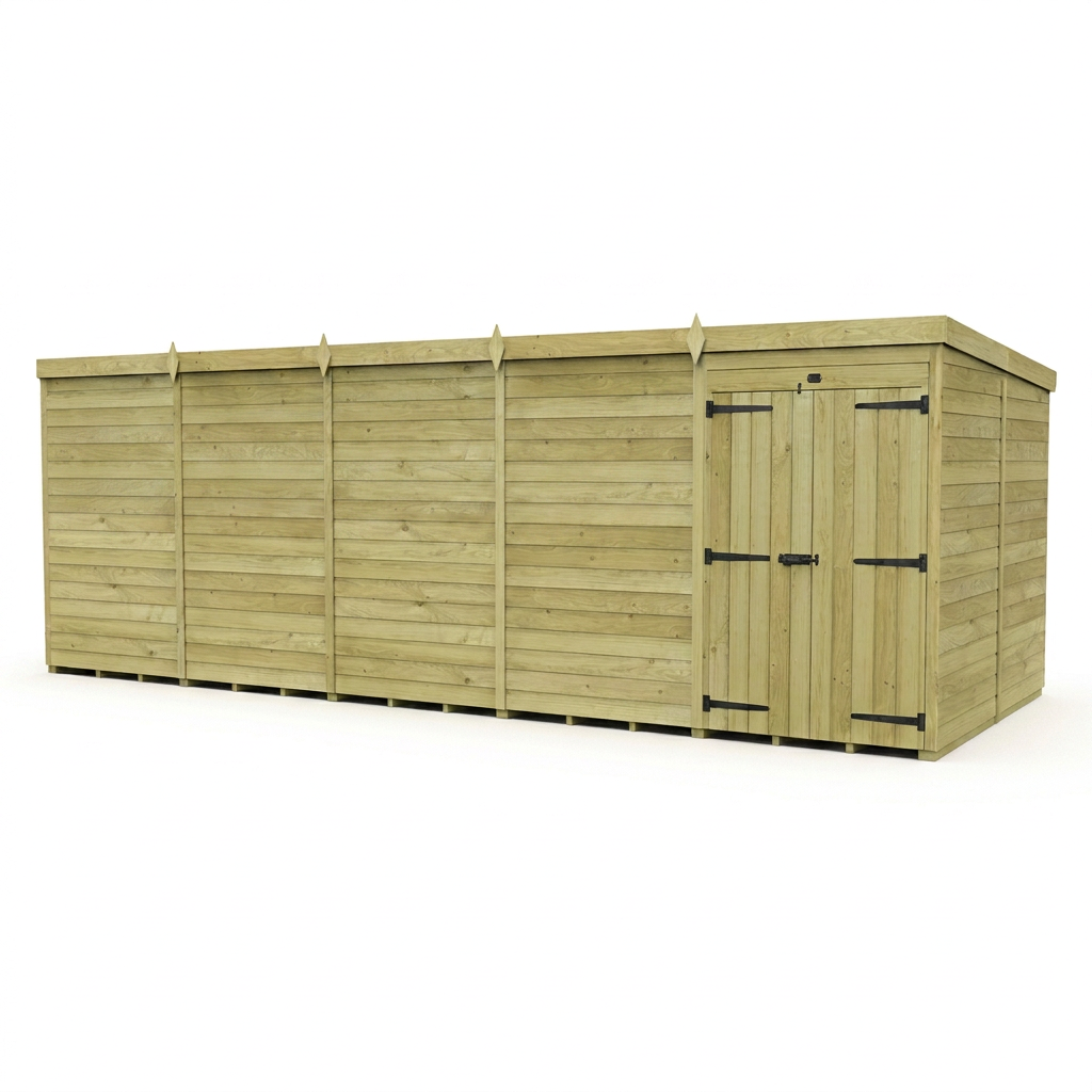 20 x 7 Pent Shed (Double Door, No Windows) - view 6