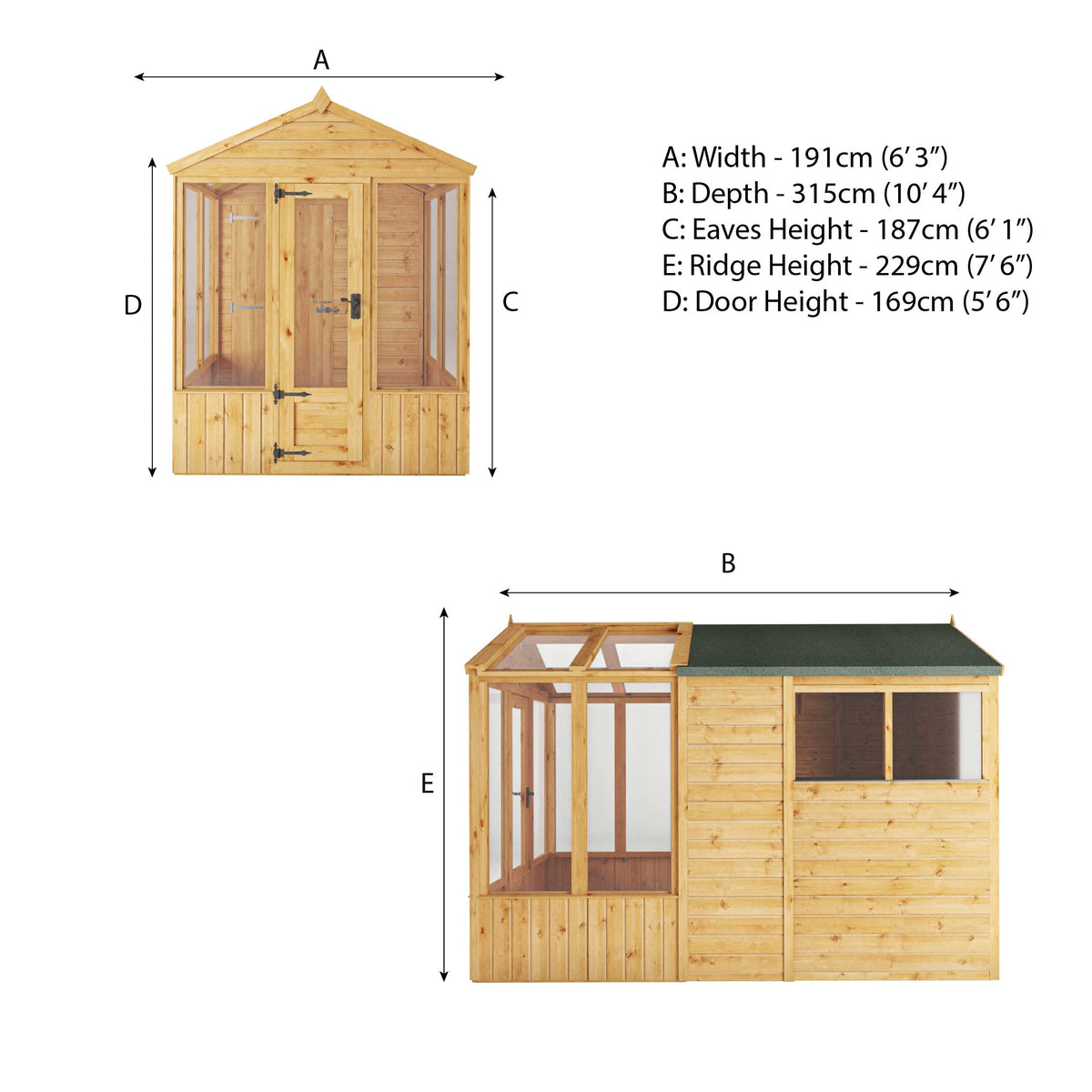 Woodsman Modular Greenhouse and Garden Shed Combination with Roof Vent