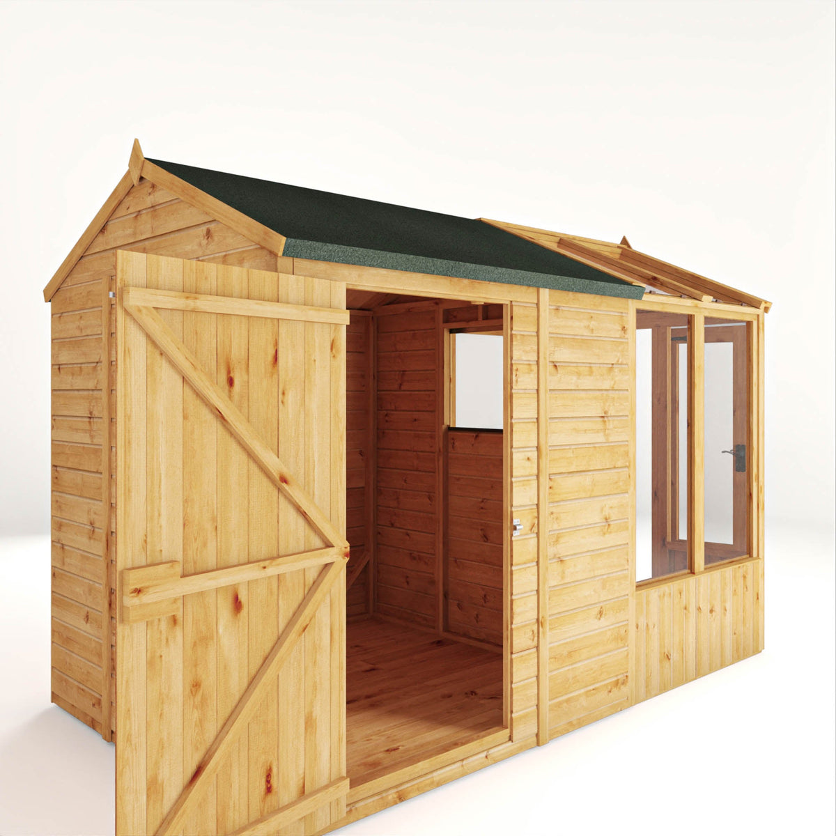 Woodsman Modular Greenhouse and Garden Shed Combination with Roof Vent