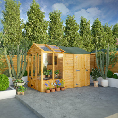 Woodsman Modular Greenhouse and Garden Shed Combination with Roof Vent