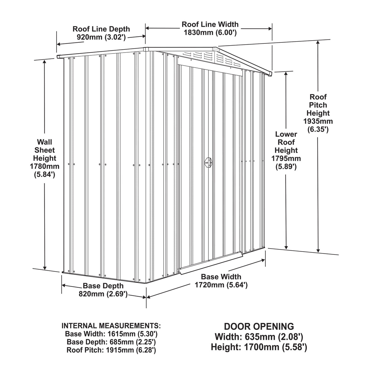Globel Galvanised Steel Apex Metal Garden Shed