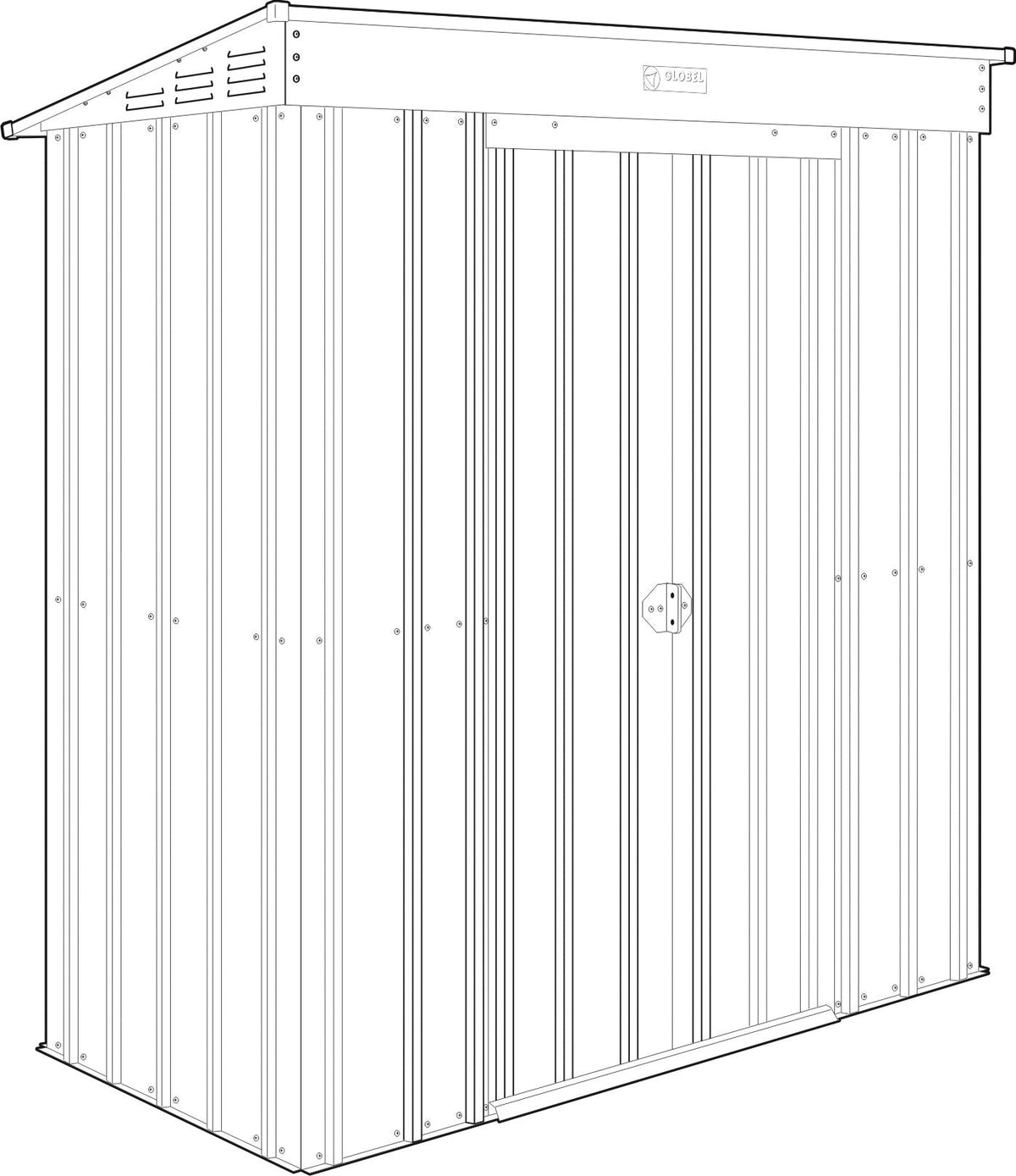 Globel Galvanised Steel Pent Metal Garden Shed