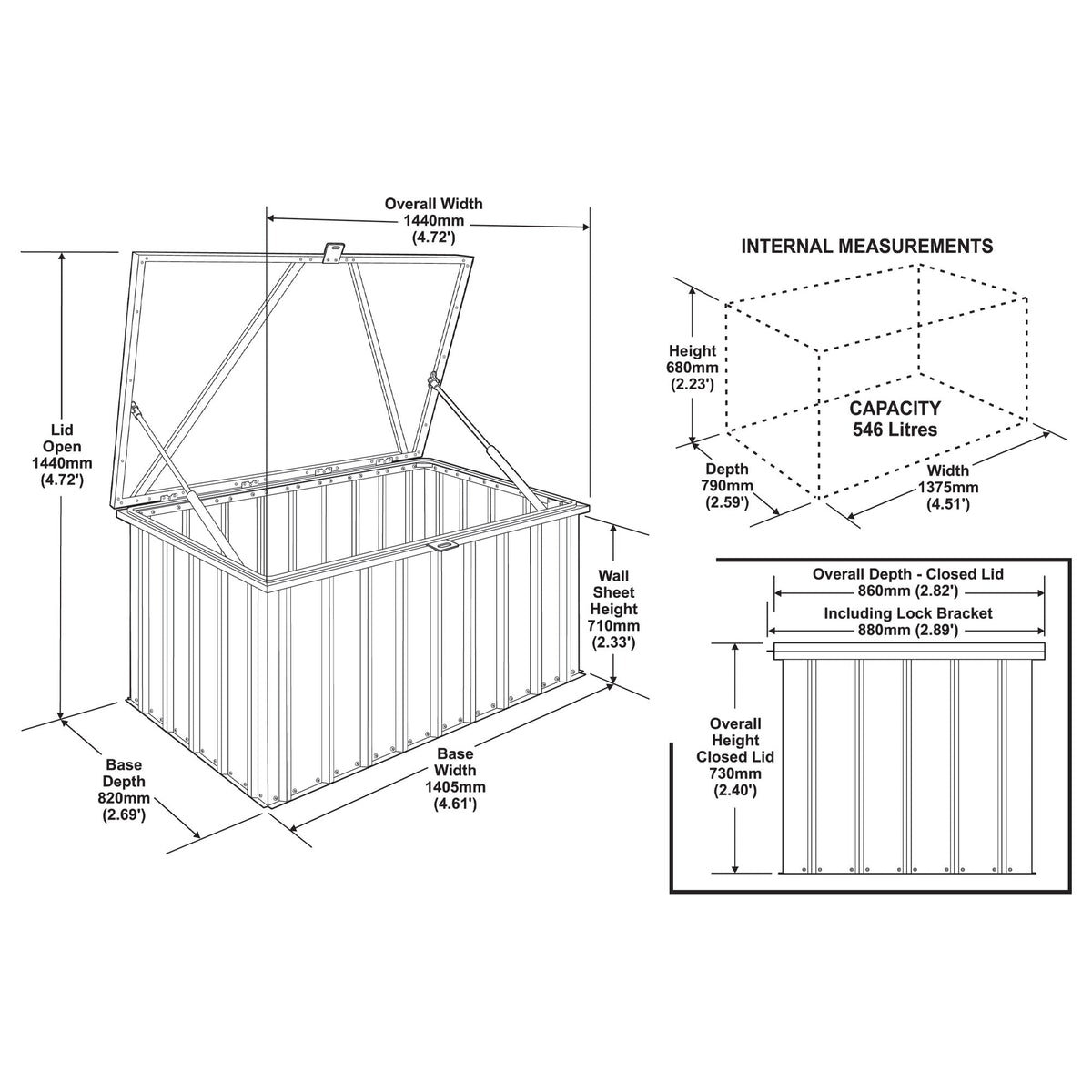 Globel Galvanised Steel Garden Cushion Storage Box