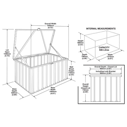 Globel Galvanised Steel Garden Cushion Storage Box