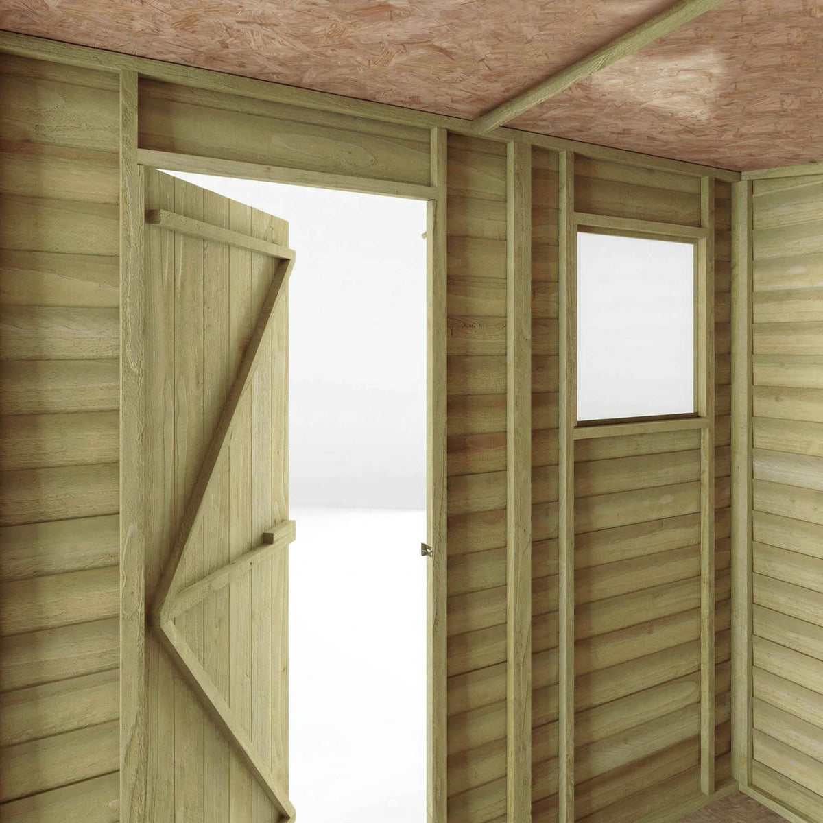 Value Overlap Pent Timber Shed with Single Door