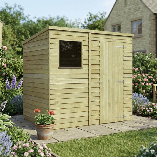 Value Overlap Pent Timber Shed with Single Door