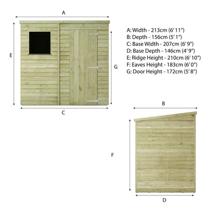 Value Overlap Pent Timber Shed with Single Door