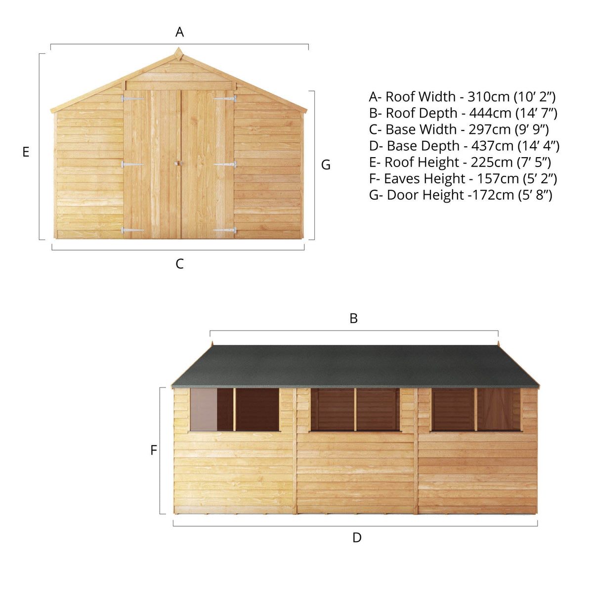 Premium Timber Overlap Apex Workshop (15x10)