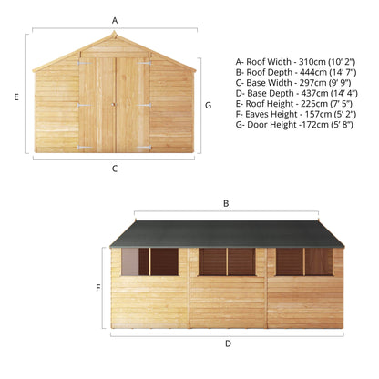 Premium Timber Overlap Apex Workshop (15x10)