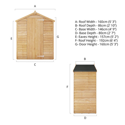 Value Overlap Timber Apex Shed with Single Door