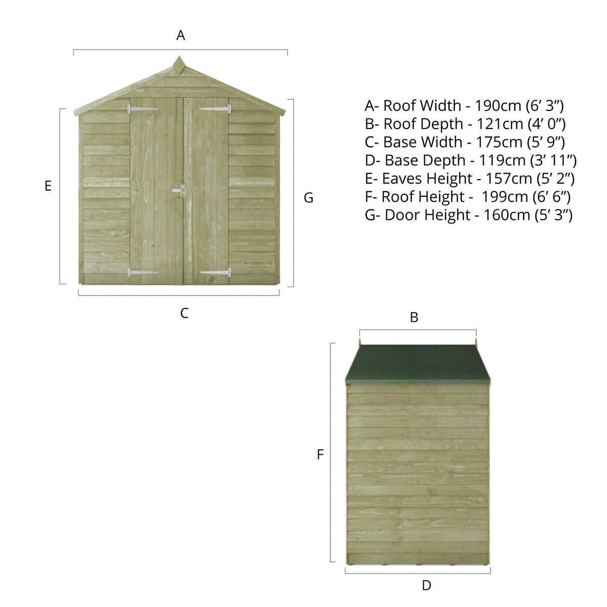 Value Overlap Apex Timber Shed with Double Doors
