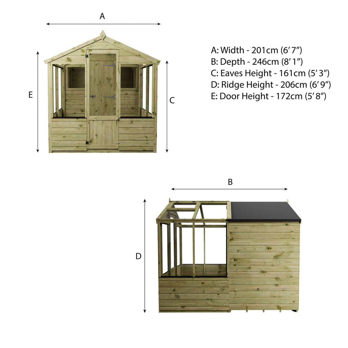 Premium Timber Shiplap Greenhouse & Garden Shed Combination