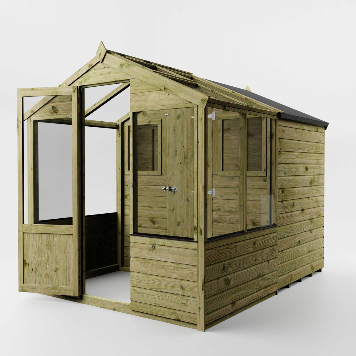 Premium Timber Shiplap Greenhouse & Garden Shed Combination