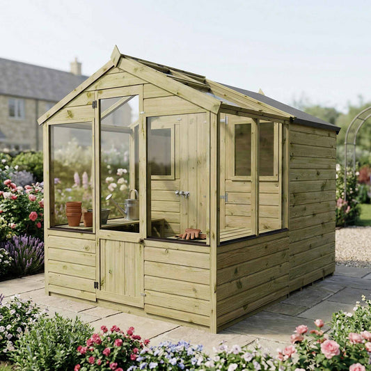 Premium Timber Shiplap Greenhouse & Garden Shed Combination