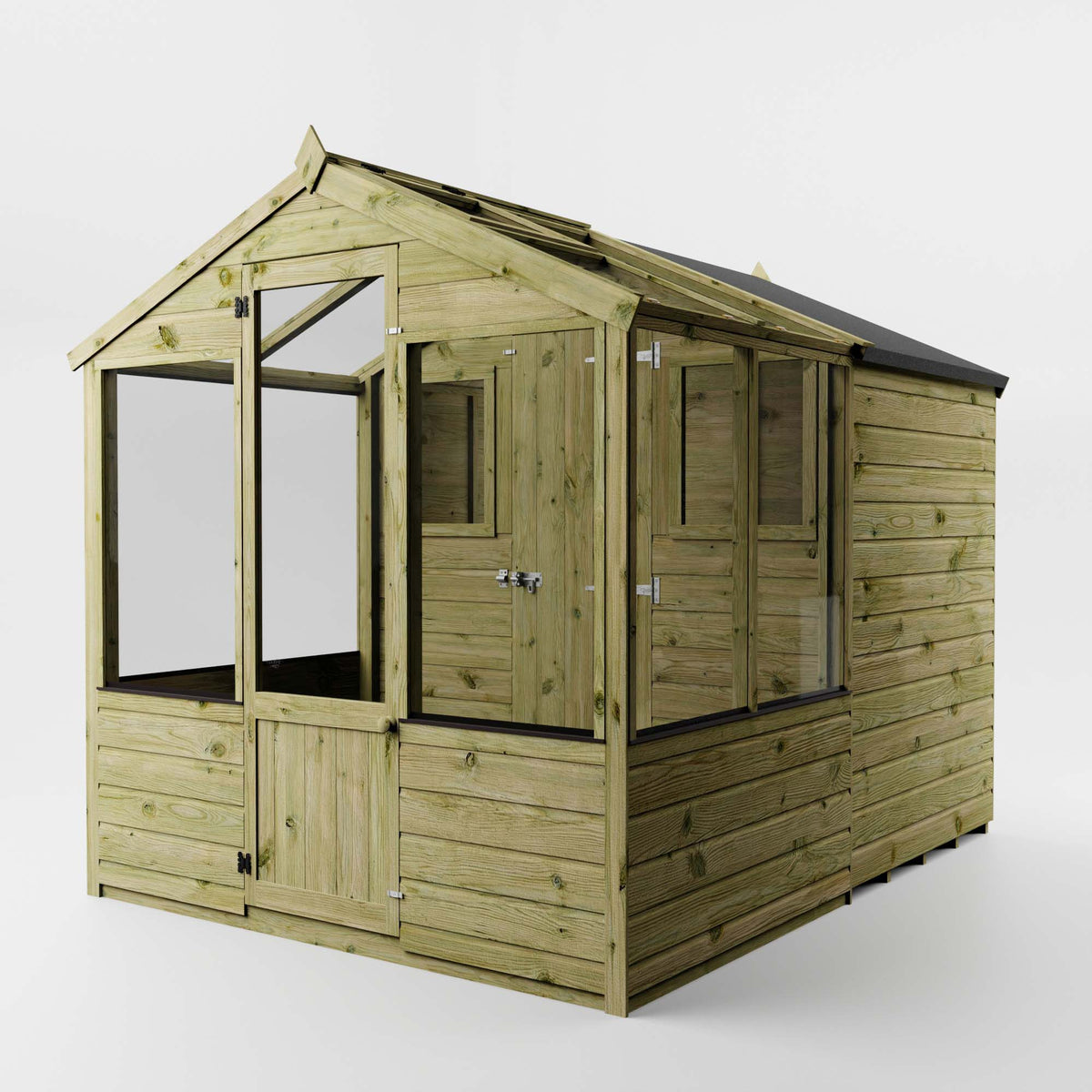 Premium Timber Shiplap Greenhouse & Garden Shed Combination