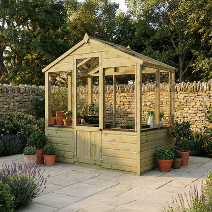 Evesham Traditional Wooden Greenhouse with Roof Vent