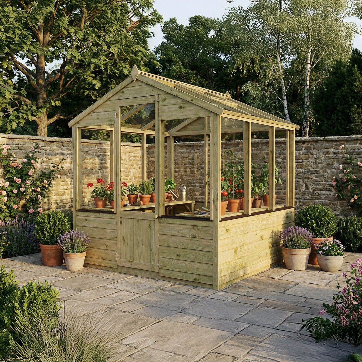 Evesham Traditional Wooden Greenhouse with Roof Vent