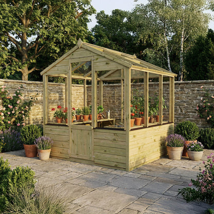 Evesham Traditional Wooden Greenhouse with Roof Vent