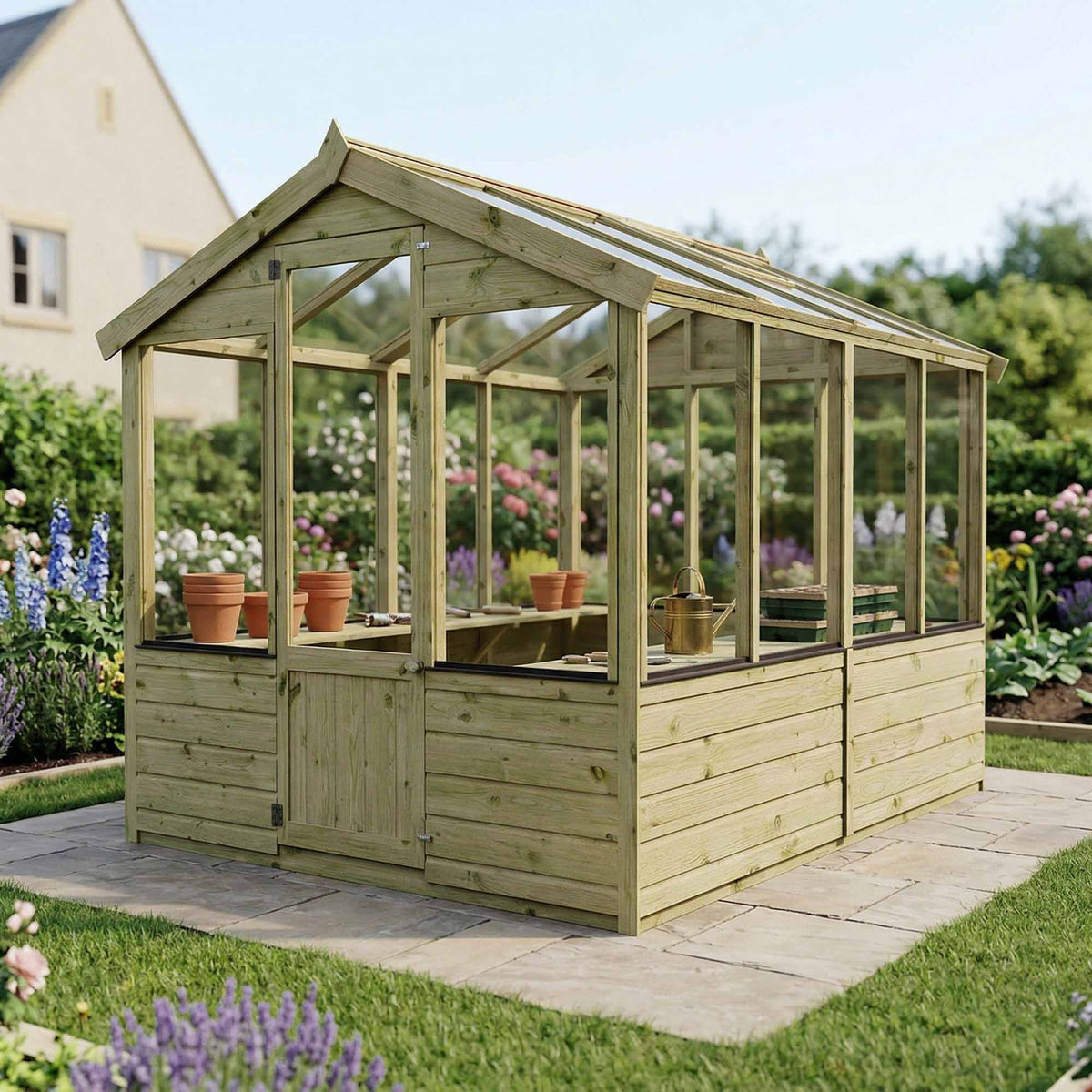 Evesham Traditional Wooden Greenhouse with Roof Vent