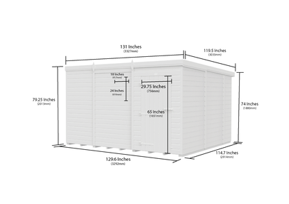 11 x 10 Pent Shed (Single Door, No Windows) - view 6