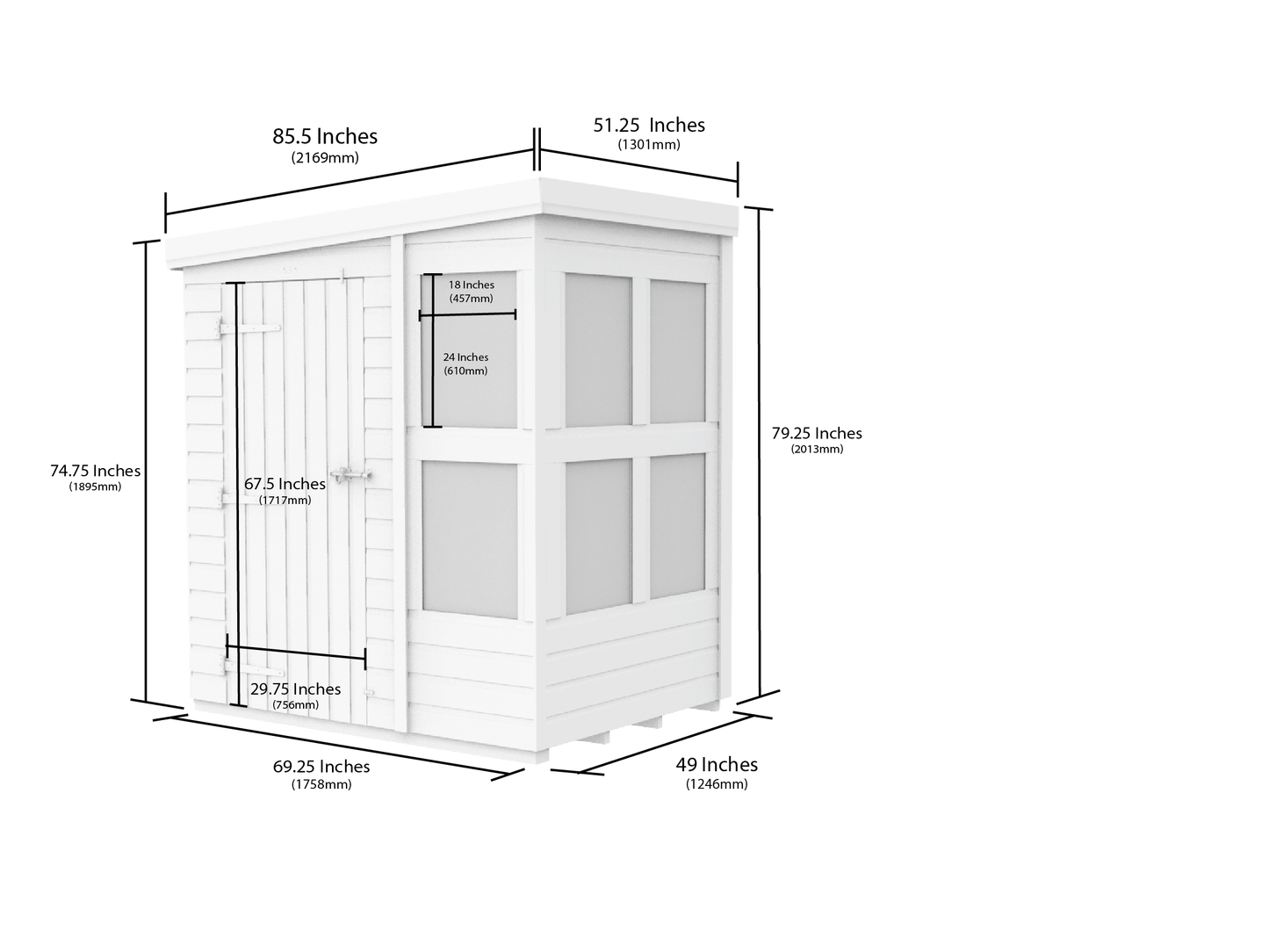 6 x 4 Pent Potting Shed - view 3