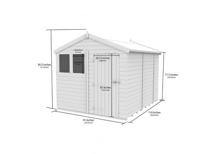 8 x 10 Apex Shed (Double Door, With Windows) - view 4