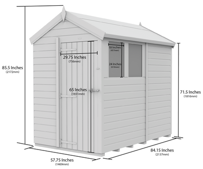 5 x 7 Apex Shed (Single Door, With Windows) - view 4