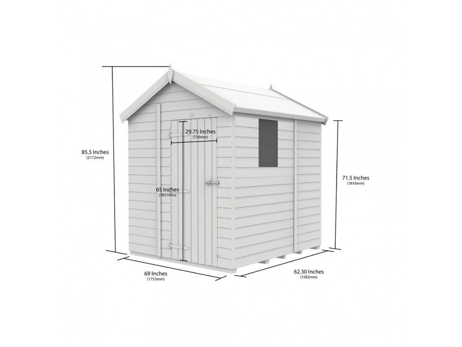 6 x 5 Apex Shed (Double Door, No Windows) - view 4