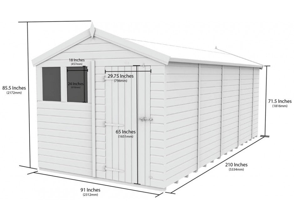 8 x 18 Apex Shed (Single Door, With Windows) - view 4