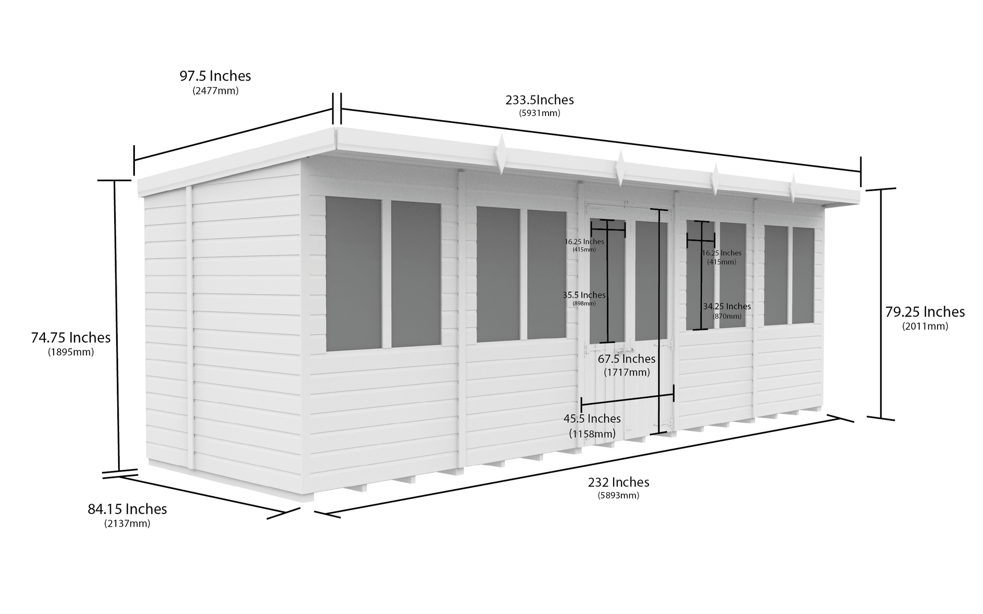 20 x 7 Pent Summer House - view 3