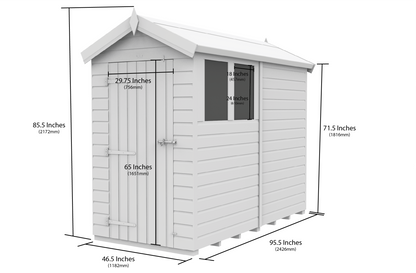 4 x 8 Apex Shed (Single Door, No Windows) - view 3