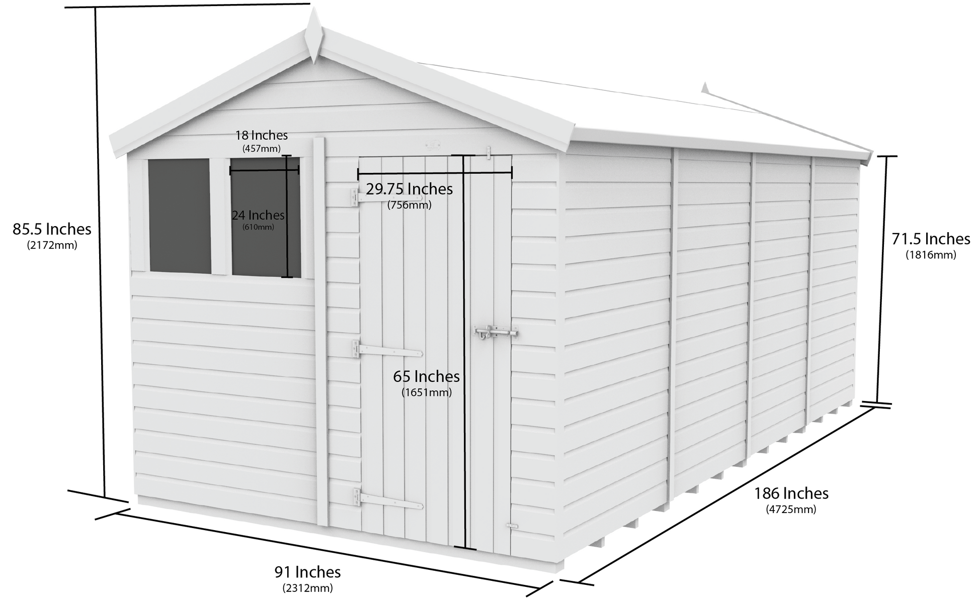 8 x 16  Apex Security Shed - view 4