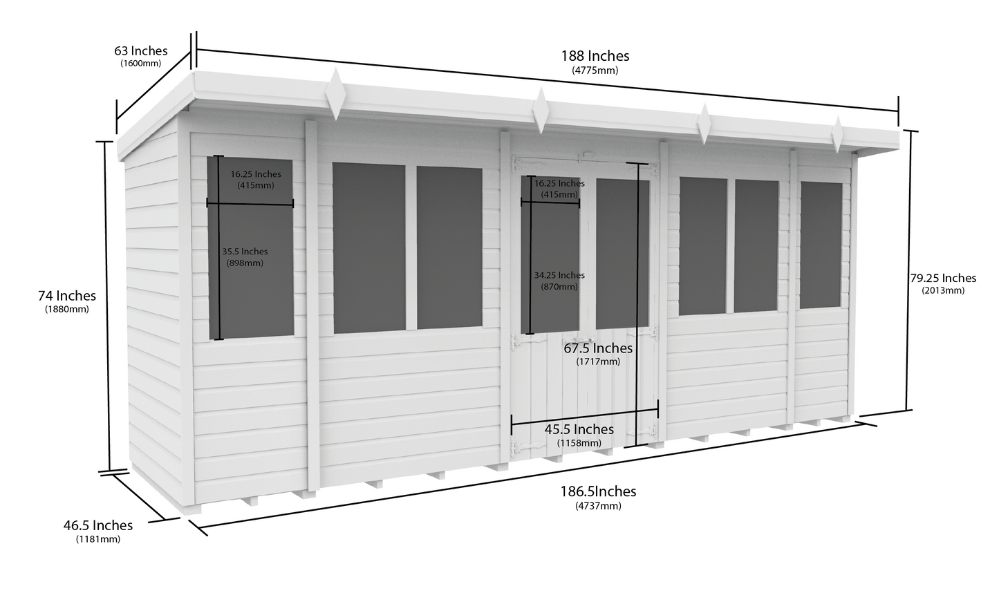 16 x 4 Pent Summer House - view 6
