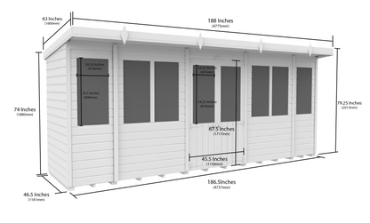 16 x 4 Pent Summer House - view 6