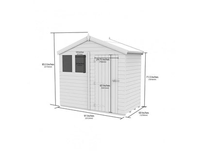 8 x 4 Apex Shed (Double Door, With Windows) - view 3