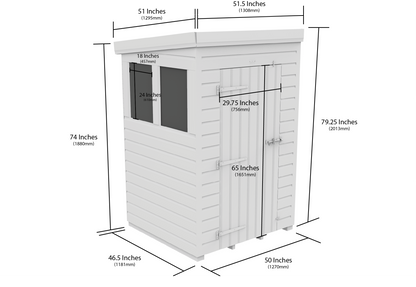 4 x 4 Pent Shed (Single Door, No Windows) - view 3