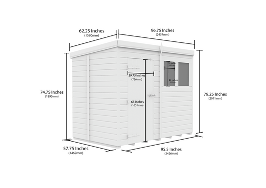 8 x 5 Pent Shed (Double Door, No Windows) - view 2