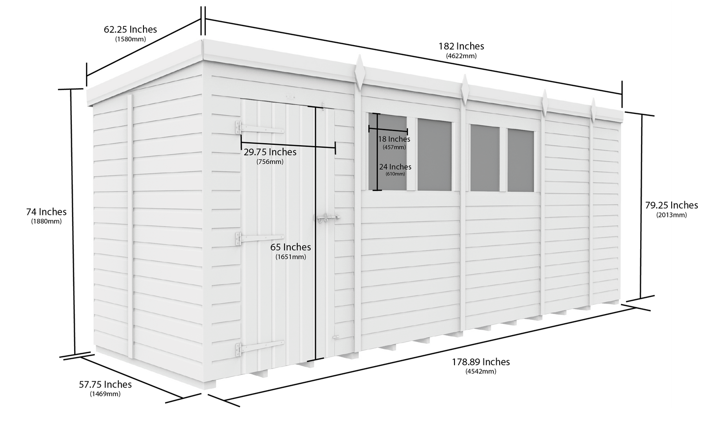 17 x 5 Security Pent Shed - view 4