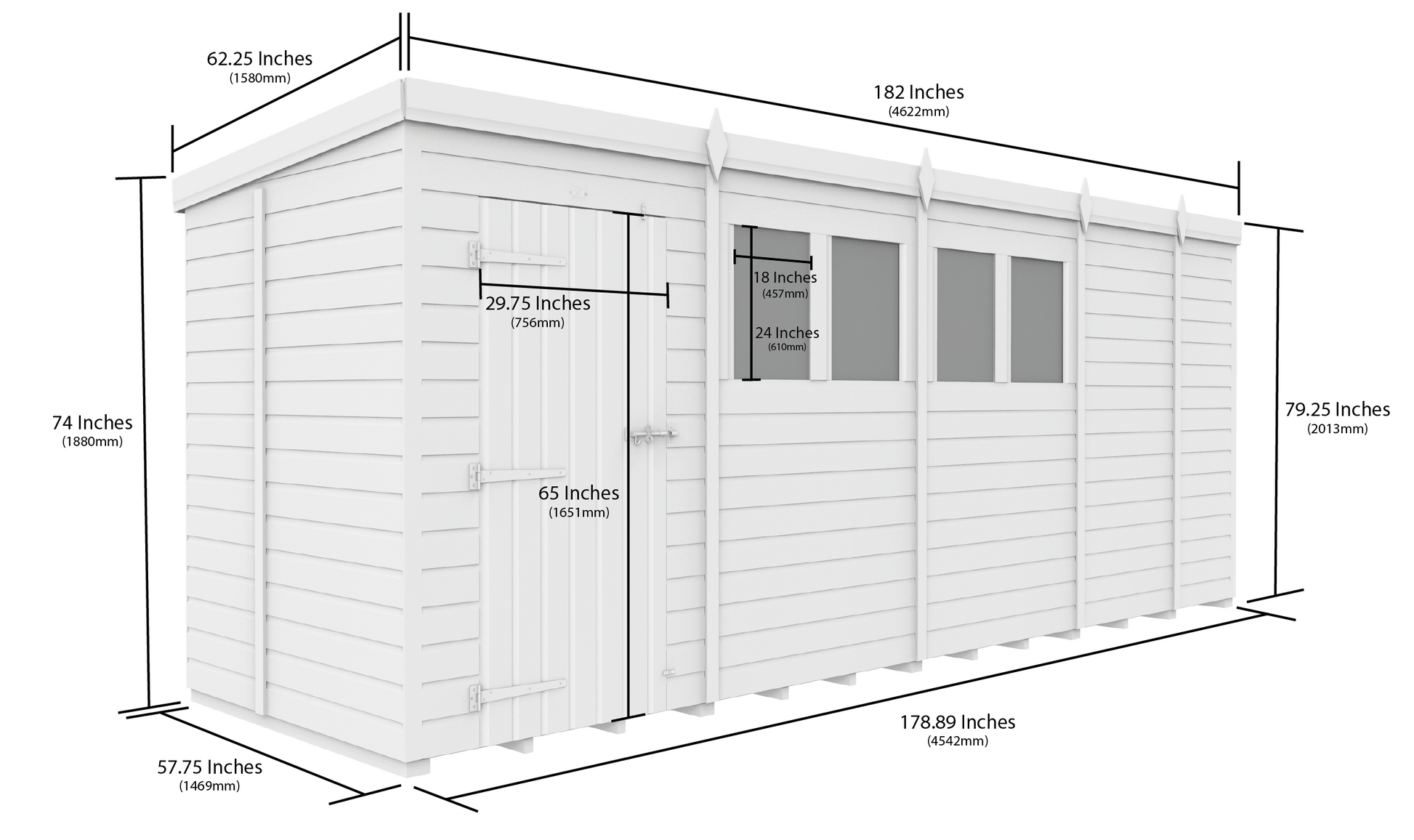 17 x 5 Security Pent Shed - view 4
