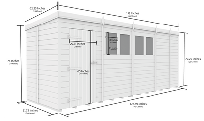 17 x 5 Security Pent Shed - view 4