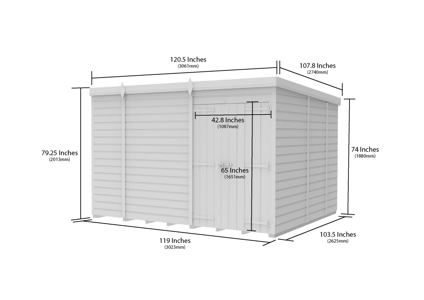 9 x 9 Pent Shed (Double Door, No Windows) - view 6