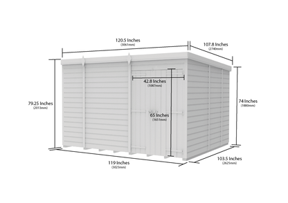 9 x 9 Pent Shed (Double Door, No Windows) - view 6