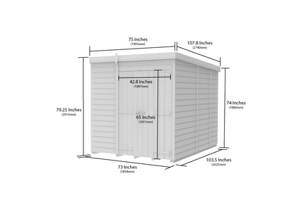 6 x 9 Pent Shed (Double Door, No Windows) - view 6