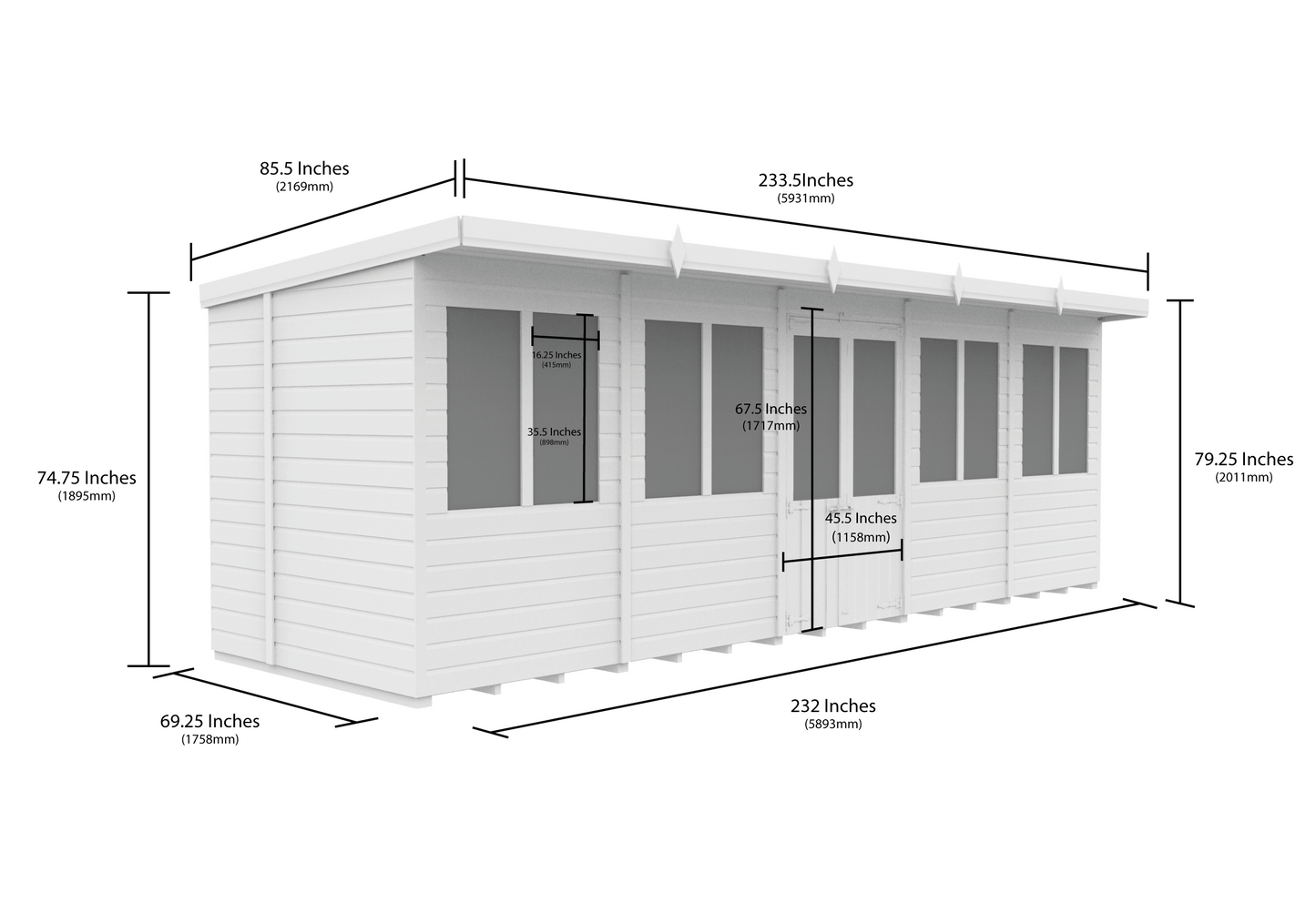 20 x 6 Pent Summer House - view 6