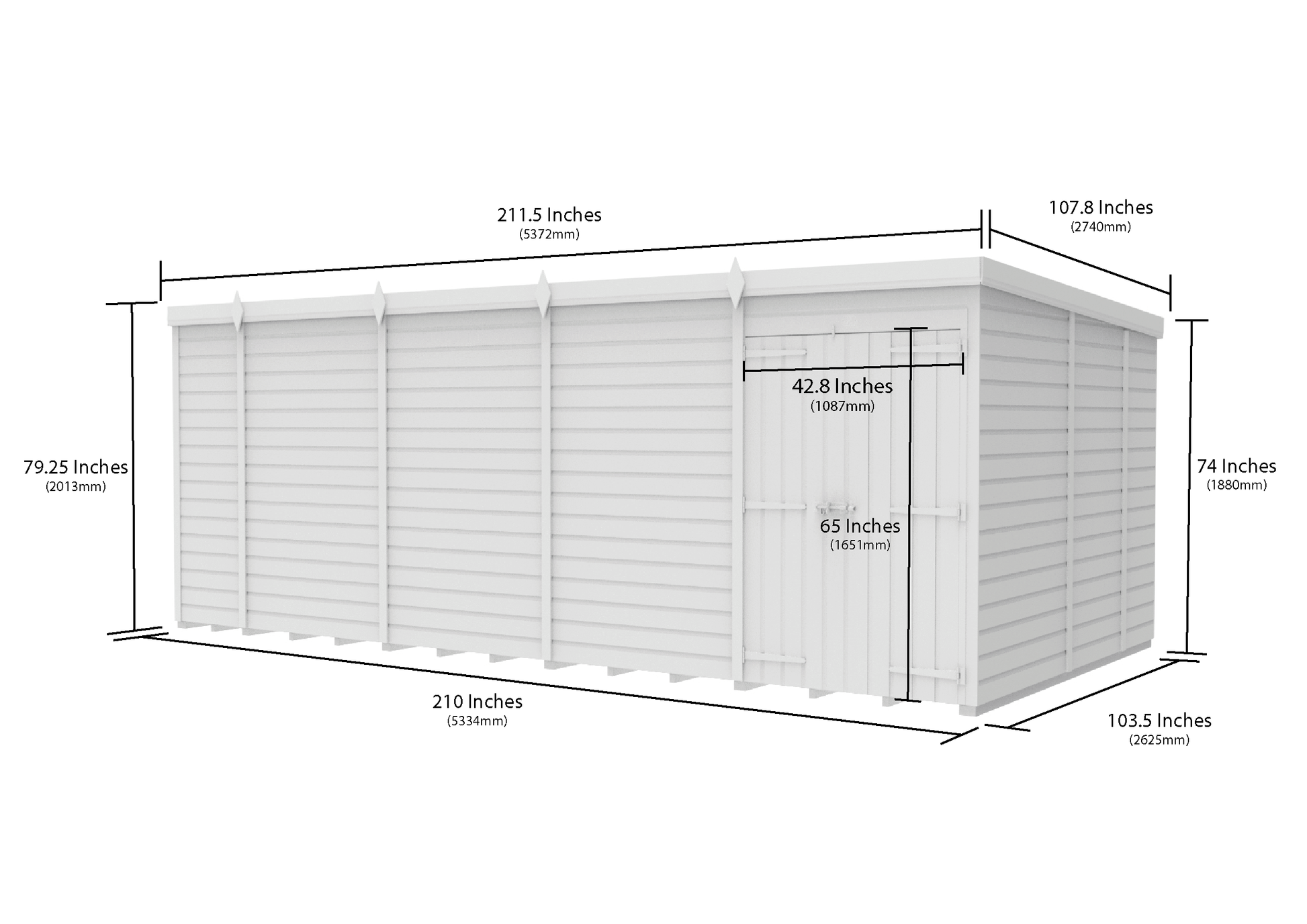 18 x 9 Pent Shed (Double Door, No Windows) - view 6