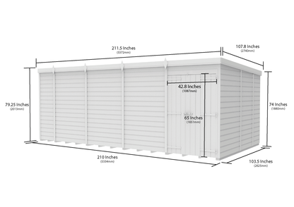 18 x 9 Pent Shed (Double Door, No Windows) - view 6