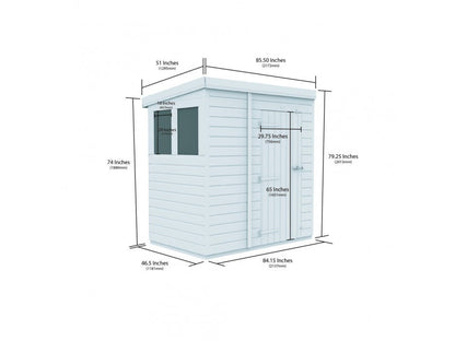 7 x 4 Pent Shed (Single Door, No Windows) - Pent Shed